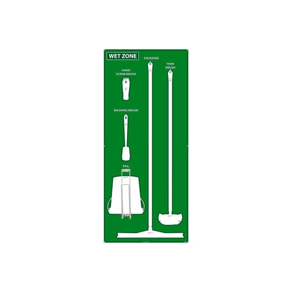 Nmc National Marker Wet Zone Shadow Board, Green/White, 68 X 30, Aluminum - SB117AL - main